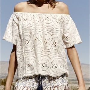 Joie 'Hannela' Off the Shoulder Blouse in Cream EUC